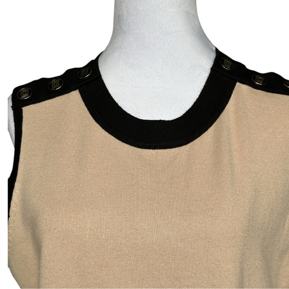 Karl Lagerfeld Cream and Tan Relaxed Sleeveless Tank - Picture 3 of 7